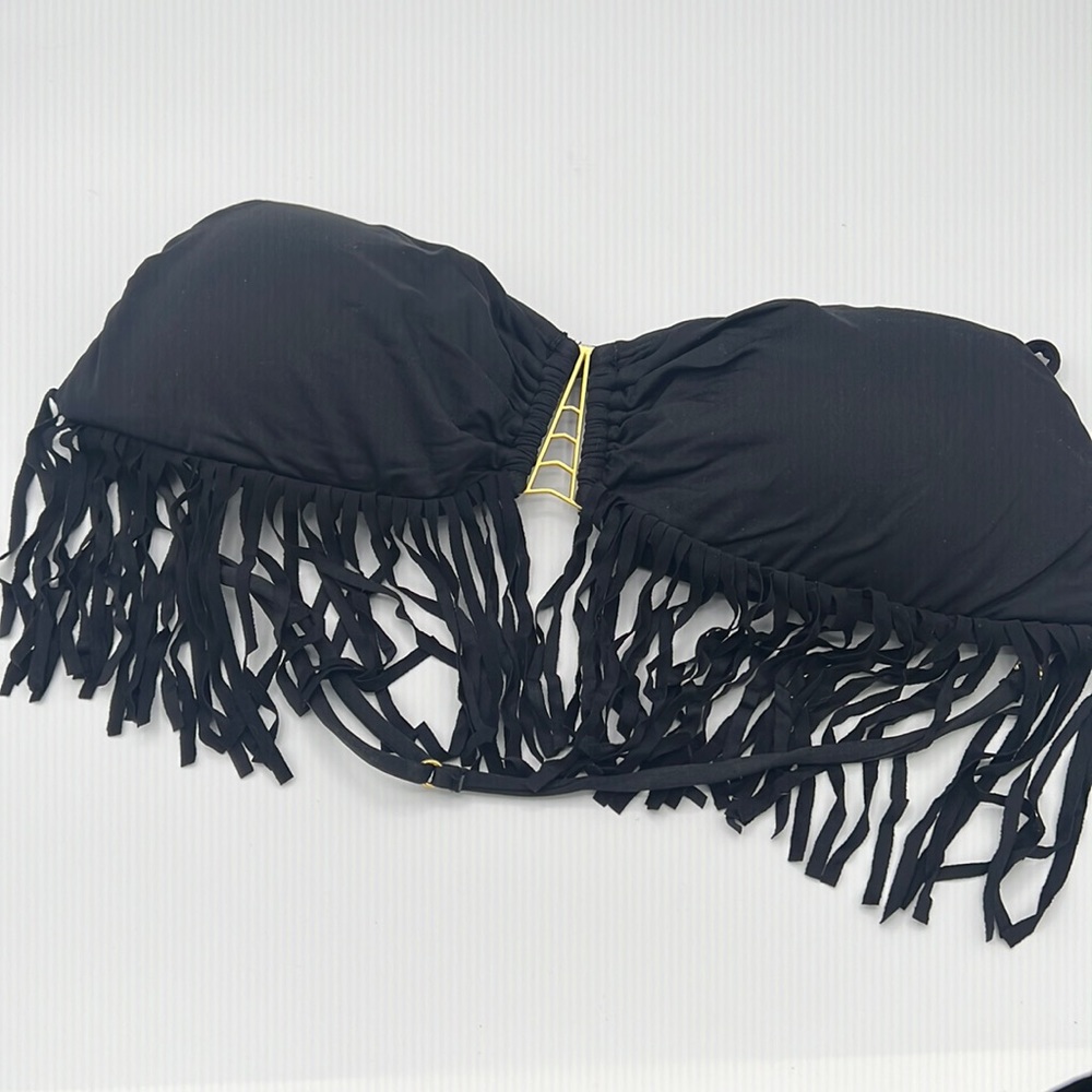 Bikini sexy black top with gold granite. Removable pads